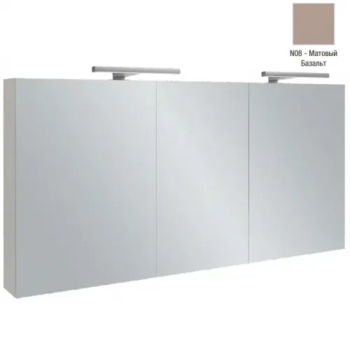 Зеркало 130х65 см, шкаф, матовый базальт, подсветка, 3 полки на отделение, с подсветкой EB1369-N08 Jacob Delafon