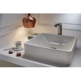 Накладная раковина Vox 40х40х13,5 см, отверстие для перелива в передней части, рисунок парижское бистро, санфарфор EVG102-PT4 Jacob Delafon