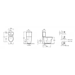 Унитаз-компакт Ove 35,9х71 см, нижняя подводка, горизонтальный выпуск, без сиденья 19967W-00+E1558-00 Jacob Delafon