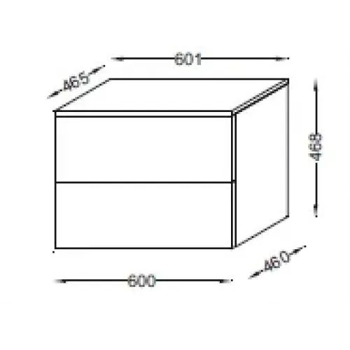 Тумба для ванной Vox 2 ящика, белая, угловые ручки, подвесной монтаж 60х46 см EB2062-R3-N18 Jacob Delafon