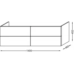 Модуль под раковину Vox 140х46х45,2 см, 4 ящика, серый антрацит глянцевый, прямоугольные ручки EB2070-R2-442 Jacob Delafon