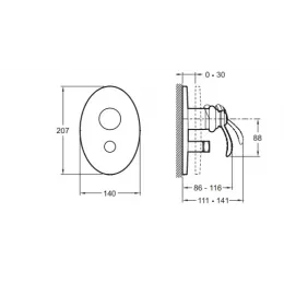 Лицевая часть встраиваемого смесителя Fairfax 2 функции E98722-CP Jacob Delafon