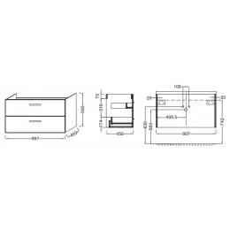 Модуль под раковину Ola 99,7х45х56 см, белый блестящий лак EB392RU-J5 Jacob Delafon