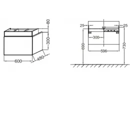 Модуль под раковину Terrace 60х48х38 см, сливовый блестящий, верхний ящик из цельного дерева, система push-to-open EB1185-F26 Jacob Delafon
