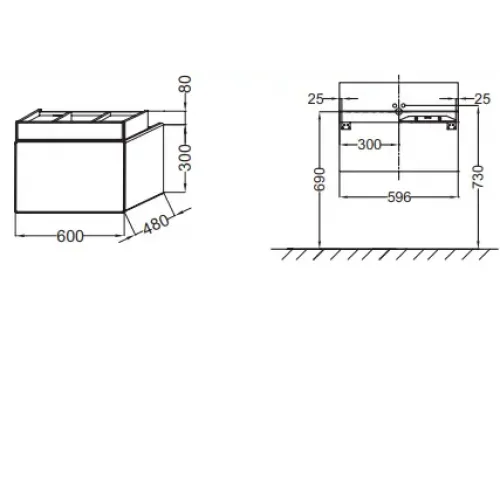 Модуль под раковину Terrace 60х48х38 см, сливовый блестящий, верхний ящик из цельного дерева, система push-to-open EB1185-F26 Jacob Delafon
