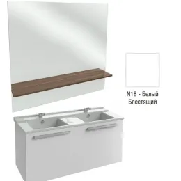 Комплект мебели для ванной Struktura 120 см, белый меламин, 1 выдвижной ящик, с белой полочкой, подвесной монтаж EXF112-00+EB1215-N18+EB1287-N18 Jacob Delafon