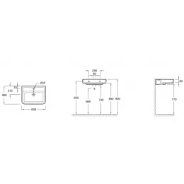 Подвесная раковина Replay 60х46х8 см, с 1 отверстием для смесителя, с бортиком, санфарфор E4489-00 Jacob Delafon