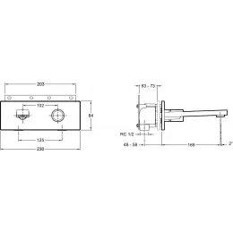 Встраиваемый в стену смеситель для раковины Composed титан E73061-TT Jacob Delafon