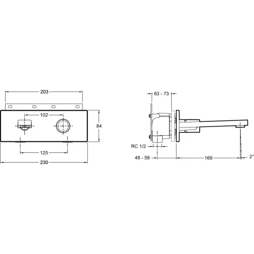 Встраиваемый в стену смеситель для раковины Composed титан E73061-TT Jacob Delafon