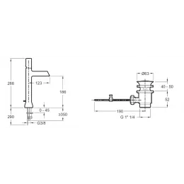 Смеситель для умывальника Toobi высота 28,8 см, неповоротный излив, с донным клапаном E8990-CP Jacob Delafon