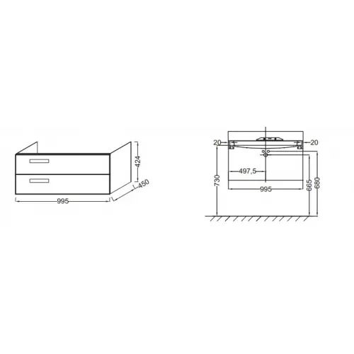 Комплект мебели для ванной Rythmik 100 см, арлингтонский дуб, +шкаф-колонна, выставочный образец, подвесной монтаж EB1304-E70+EXN112-Z-00+EB1058G-E70/У Jacob Delafon