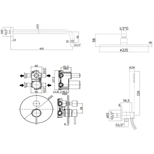 Комплект смесителей PAFFONI Light KITLIG018CR