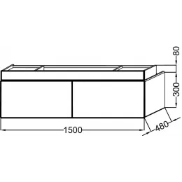 Модуль под раковину Terrace 150х48х38 см, пепельный глянцевый, верхний ящик из цельного дерева, система push-to-open EB1189-G1G Jacob Delafon