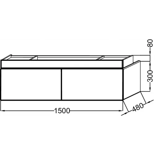 Модуль под раковину Terrace 150х48х38 см, пепельный глянцевый, верхний ящик из цельного дерева, система push-to-open EB1189-G1G Jacob Delafon