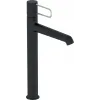 Высокий смеситель на столешницу Odeon Rive Gauche 33,2 см, ручка хром, чёрный цвет, неповоротный излив, с донным клапаном E21030-CP-BL Jacob Delafon