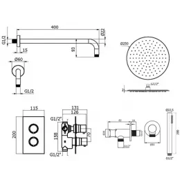 Комплект для душа Plumberia Selection IXO KITXOT18QNO