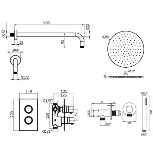 Комплект для душа Plumberia Selection IXO KITXOT18QNO