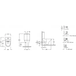 Унитаз-компакт Aleo 37,6х65 см, горизонтальный выпуск, нижняя подводка, безободковый, без сиденья ETAL212-0+UJAL102-0 Jacob Delafon