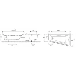 Гидромассажная ванна Odeon Up 160х90 см, с системой energy+, асимметричная E5EN2250RU-00 Jacob Delafon