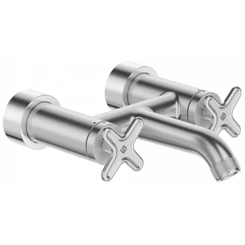 Настенный смеситель Nouvelle Vague матовый хром, с выходом на душ (без лейки), неповоротный излив E78350-CAT Jacob Delafon