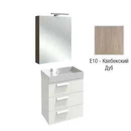 Комплект мебели для ванной Rythmik 60 см, квебекский дуб, 3 основных ящика, 4 доп. ящичка для хранения, с подсветкой, с подсветкой, подвесной монтаж EXR112-Z-00+EB1306-E10+EB795DRU-E10 Jacob Delafon