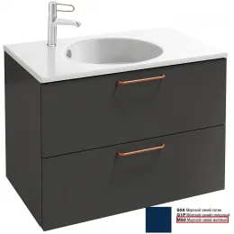 Модуль под раковину Odeon Rive Gauche 80х50,8х56,8 см, 2 ящика, морской синий матовый, ручки - медный EB2522-R7-M88 Jacob Delafon