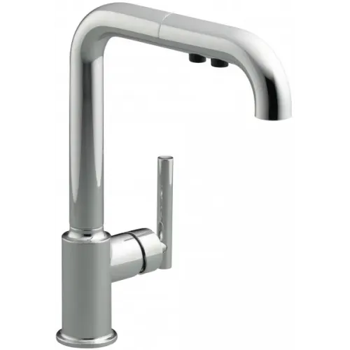 Смеситель для кухни с выдвижной лейкой Purist поворотный излив 7505D-CP Jacob Delafon