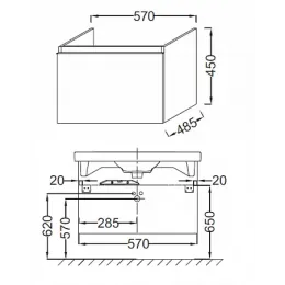 Модуль под раковину Odeon Up 57х48,5х45 см, 1 ящик, серый дуб EB877-E71 Jacob Delafon