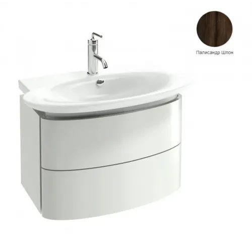 Модуль с раковиной Presqu'ile 80 см, два ящика, плавное закрытие, овальная раковина со столешницей, палисандр шпон, подвесной монтаж E4437-00+EB1103-V13 Jacob Delafon