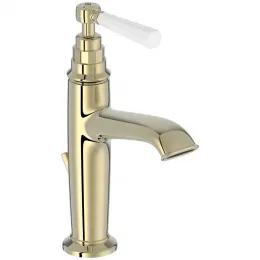 Смеситель для умывальника Cleo золото, неповоротный излив, с донным клапаном E24307-BGG Jacob Delafon