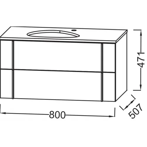 Комплект мебели для ванной Nouvelle Vague 80 см, фактурный дуб, 2 ящика с доводчиками, с подсветкой, подвесной монтаж, с подсветкой EB1411-NF+EB3039-E73+EVI102-00 Jacob Delafon