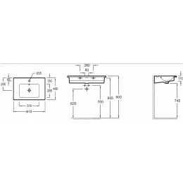 Подвесная раковина Vox 60х46х11 см, отверстие для смесителя, санфарфор EXAF112-00 Jacob Delafon