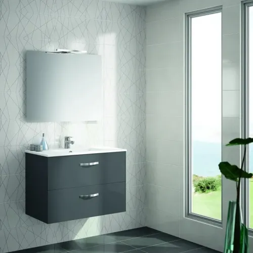 Комплект мебели для ванной Ola 100 см, серый антрацит, с 2 ящиками, подвесной монтаж EXU112-00+EB1099-RU+EB392-N14 Jacob Delafon