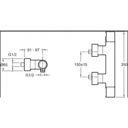 Настенный смеситель без излива Composed без лейки, термостат E73164-CP Jacob Delafon
