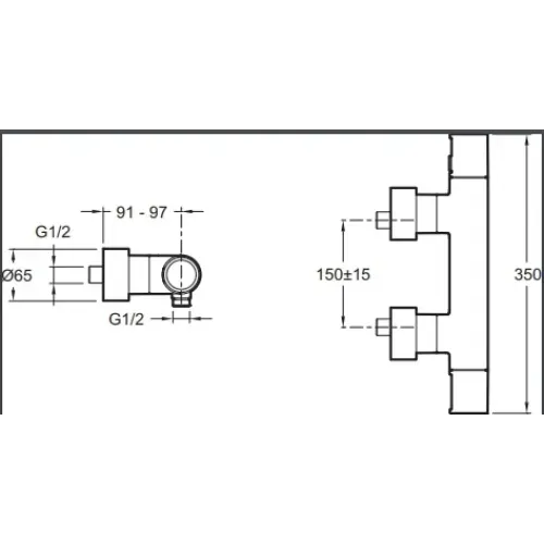 Настенный смеситель без излива Composed без лейки, термостат E73164-CP Jacob Delafon