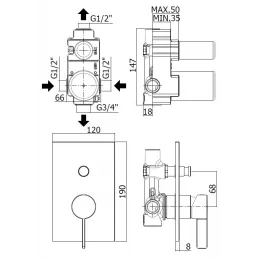 Смеситель для душа Paffoni Rock RO015CR