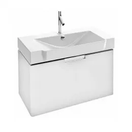 Комплект мебели для ванной Reve 80 см, белый лак, с 1 выдвижным ящиком, с бельевой корзиной, с подсветкой, подвесной монтаж E4803-00+EB1131-G1C+EB582-NF Jacob Delafon