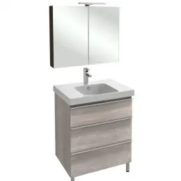 Комплект мебели для ванной Odeon Up 70 см, квебекский дуб, 3 выдвижных ящика, с подсветкой, подвесной монтаж, с подсветкой E4732-00+EB992-E10+EB786RU-E10 Jacob Delafon