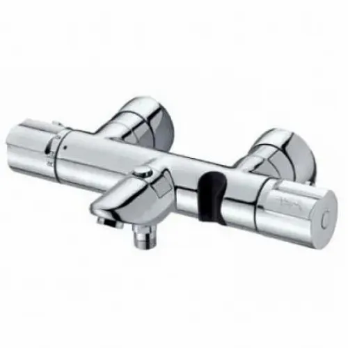 Настенный смеситель Saluto хром, с выходом на душ (без лейки), неповоротный излив, термостат E71085-CP Jacob Delafon