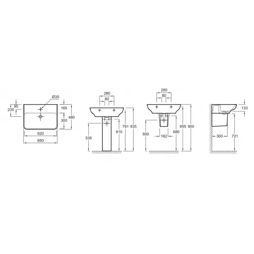 Подвесная раковина Struktura 65х48х13 см, с переливом, с отверстием под смеситель, санфарфор EGC111-00 Jacob Delafon