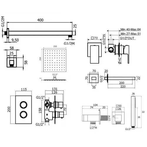 Комплект для душа Plumberia Selection TAG KITTGT18QCR220