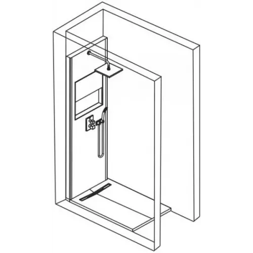 Душевой сет со стеновой панелью Ecrin 100х233,5 см, мрамор, квадратная лейка, подсветка, термостат, верхний душ, с лейкой E803021-D37 Jacob Delafon