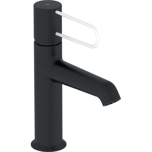 Смеситель для умывальника Odeon Rive Gauche белая ручка, чёрный цвет, неповоротный излив, без донного клапана E21029-00-BL Jacob Delafon