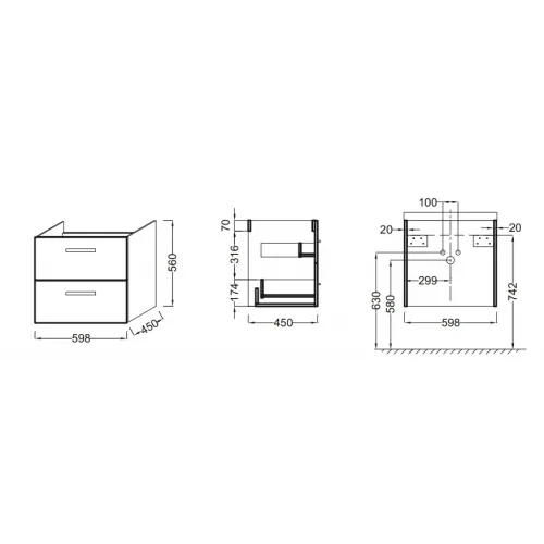 Модуль под раковину Ola 59,8х45х56 см, белый блестящий, производство Россия EB390RU-J5 Jacob Delafon