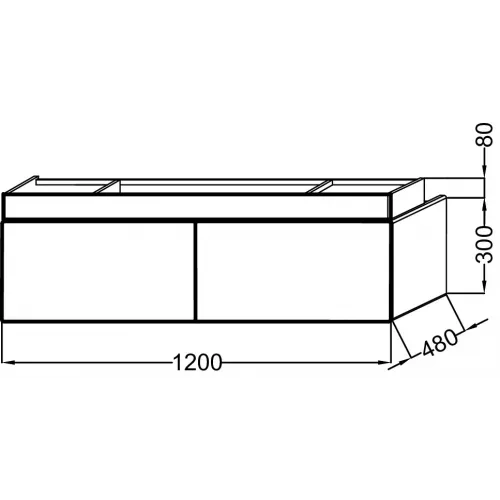 Модуль под раковину Terrace 120х48х38 см, 3 ящика, белый глянцевый, система push-to-open EB1188-G1C-G1C Jacob Delafon