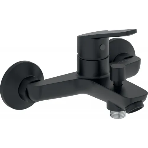 Настенный смеситель Aimé матовый, неповоротный излив, с выходом на душ (без лейки), чёрный цвет E29871-BL Jacob Delafon