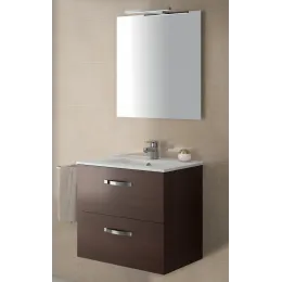 Комплект мебели для ванной Ola 61 см, подвесной, темный дуб, с 2 ящиками, подвесной монтаж EXS112-00+EB1080-RU+EB390-NR Jacob Delafon