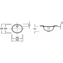 Встраиваемая снизу раковина Caxton 43,2х35,6 см, санфарфор 2209-0 Jacob Delafon