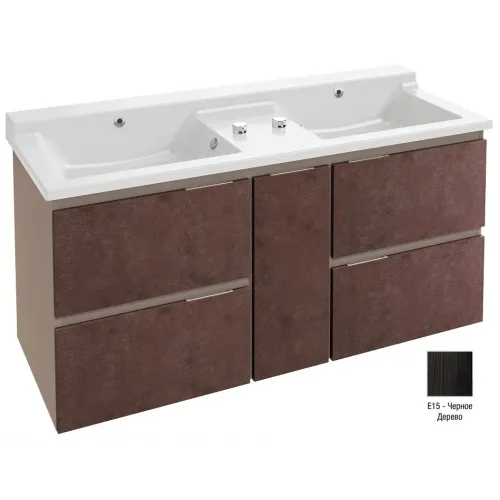 Модуль под раковину Soprano 136х53,5х63,5 см, черное дерево, 4 выдвижных ящика, 1 внутренний ящик EB1335-E15 Jacob Delafon