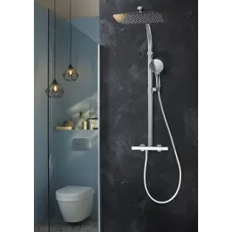 Душевая система без излива Talan 1 режим, 40 см, square, термостат, верхний душ, с лейкой E20642-CP Jacob Delafon